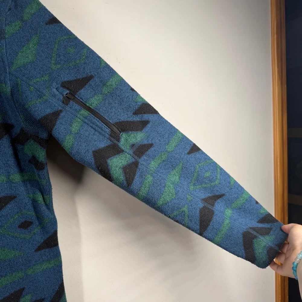 The North Face Mens Gordon Lyons 1/4 Zip Fleece Aztec Blue Green NF0A3YRB Small